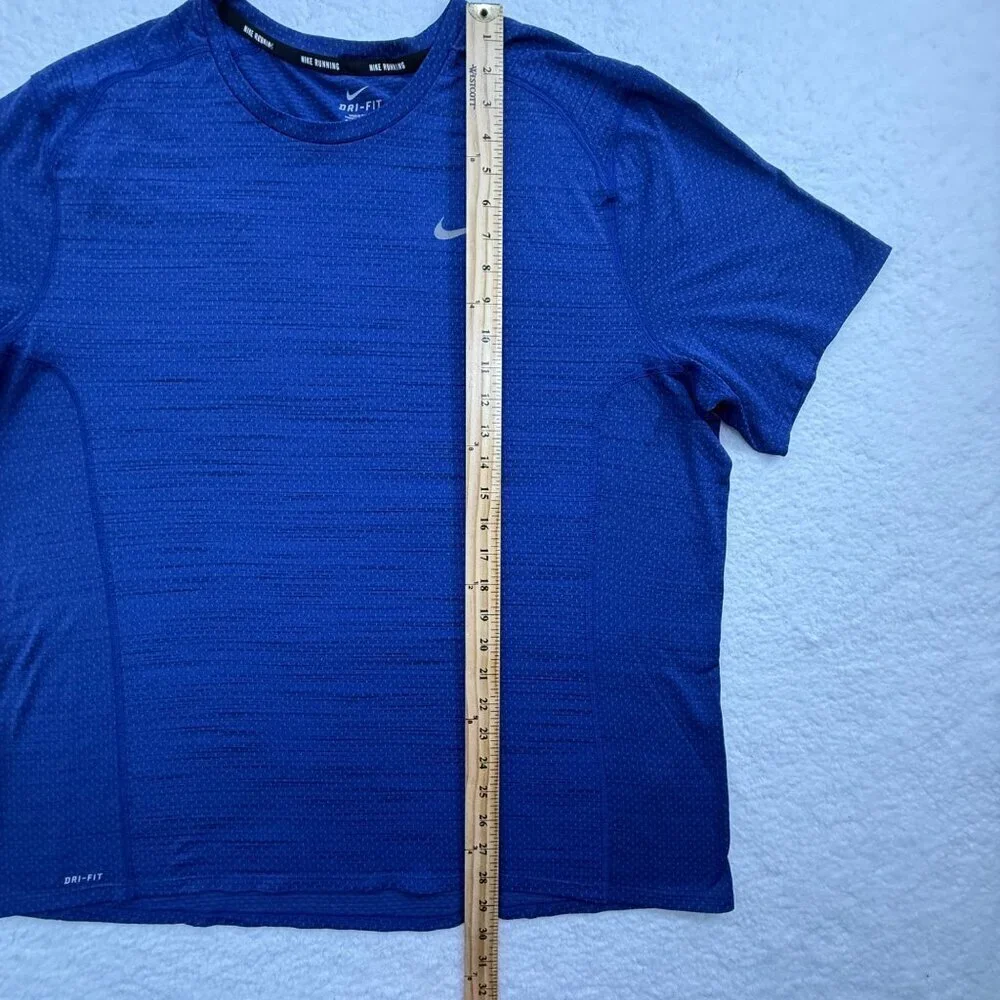 Nike Running Dri Fit Performance T-Shirt Lightweight Reflective Blue Mens 2XL